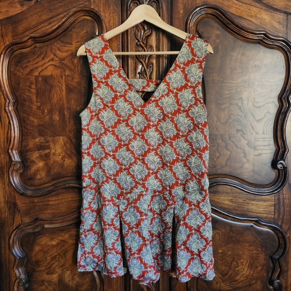 NWT Red and Cream Patterned Sleeveless Romper